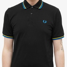 Fred Perry Authentic Men's Twin Tipped Polo Shirt in Black/Neon/Blue