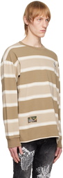 AAPE by A Bathing Ape Beige Striped Long Sleeve T-Shirt