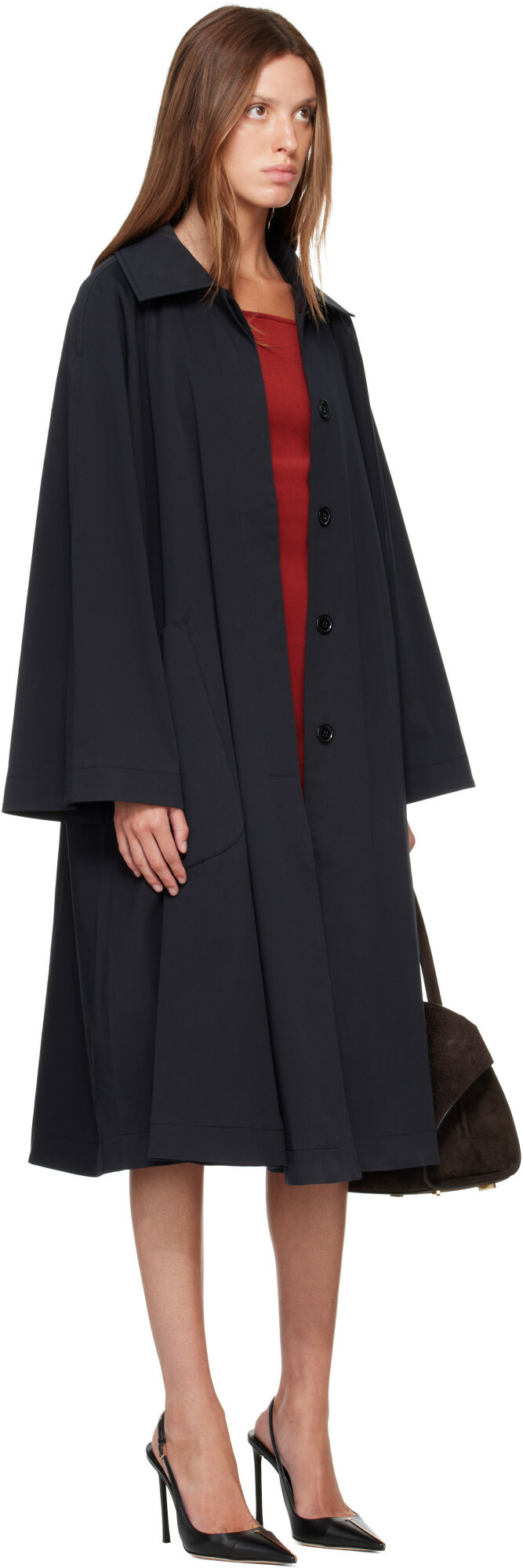Nour Hammour Black Jane Cotton Swing Coat
