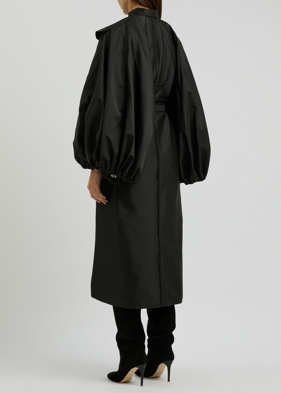 Lovebirds Belted Taffeta Midi Dress Black