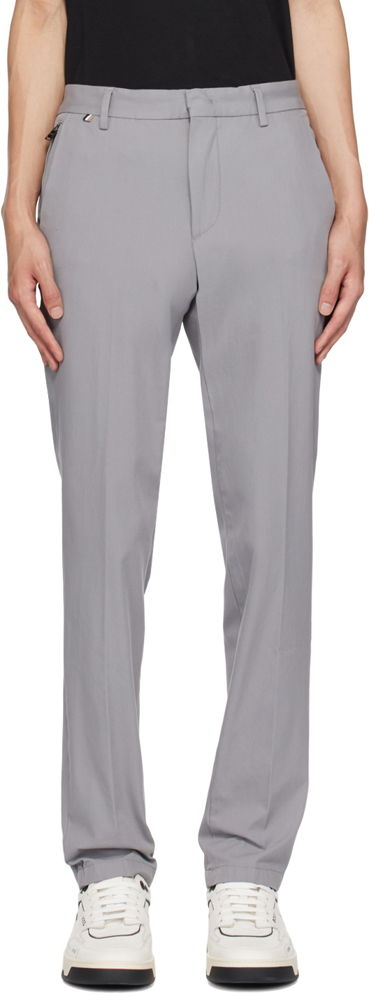 BOSS Gray Slim-Fit Trousers BOSS