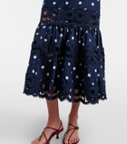 Self-Portrait Polka-dot linen and cotton midi dress