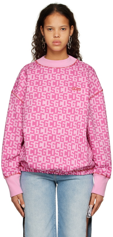 Photo: GCDS Pink Twisted Monogram Sweatshirt