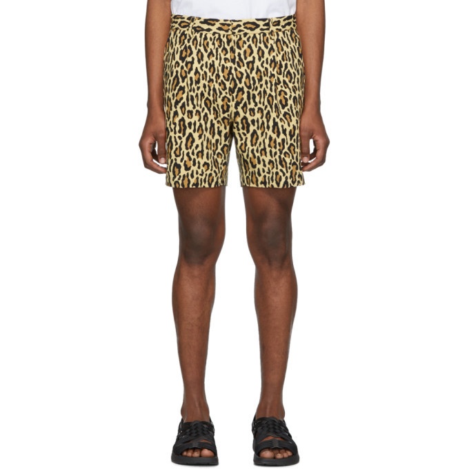 Wacko Maria Beige Leopard Pleated Shorts Wacko Maria