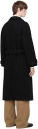 LEMAIRE Black Wrap Double Wool Coat
