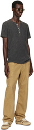 RRL Brown Button Placket Henley
