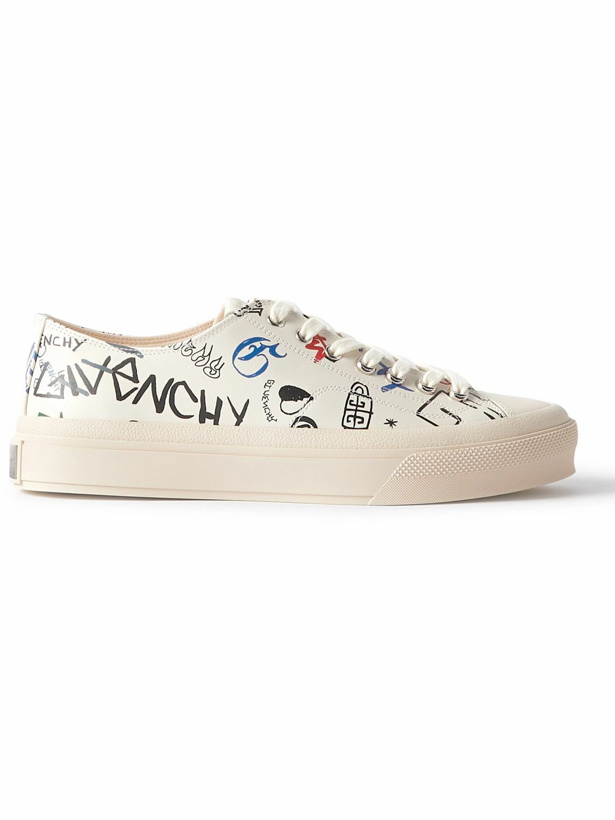Photo: Givenchy - City Logo-Print Leather Sneakers - White
