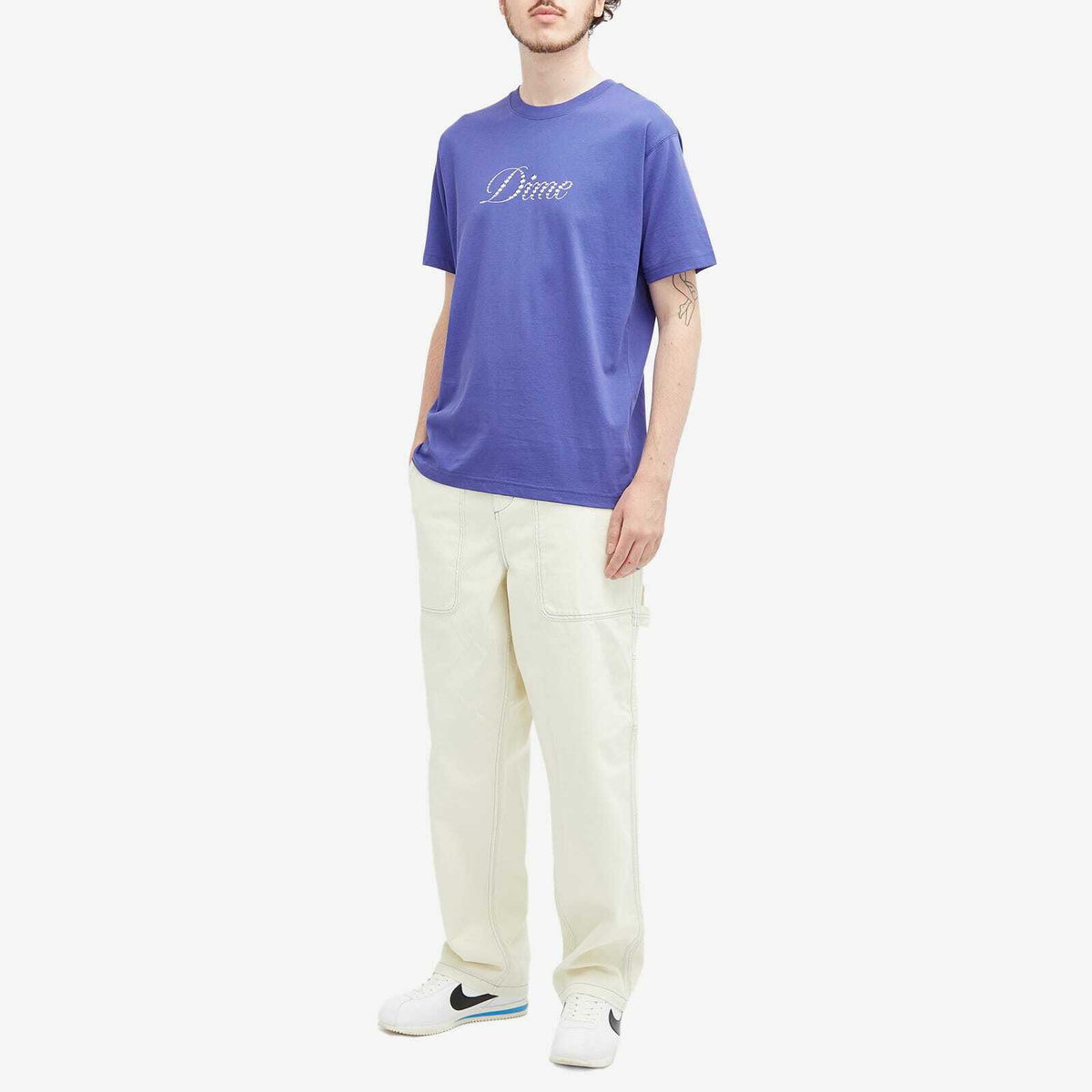 【DIME】 Icy Cursive T-Shirt Indigo Dime Men's Icy Cursive T-Shirt in Indigo Dime