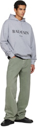 Balmain Gray 'Balmain' Printed Hoodie