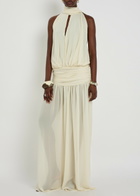 DE LA Vali Cruz Draped Scarf-effect Chiffon Maxi Dress Cream
