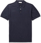 Richard James - Slim-Fit Mélange Cotton-Jersey Polo Shirt - Navy