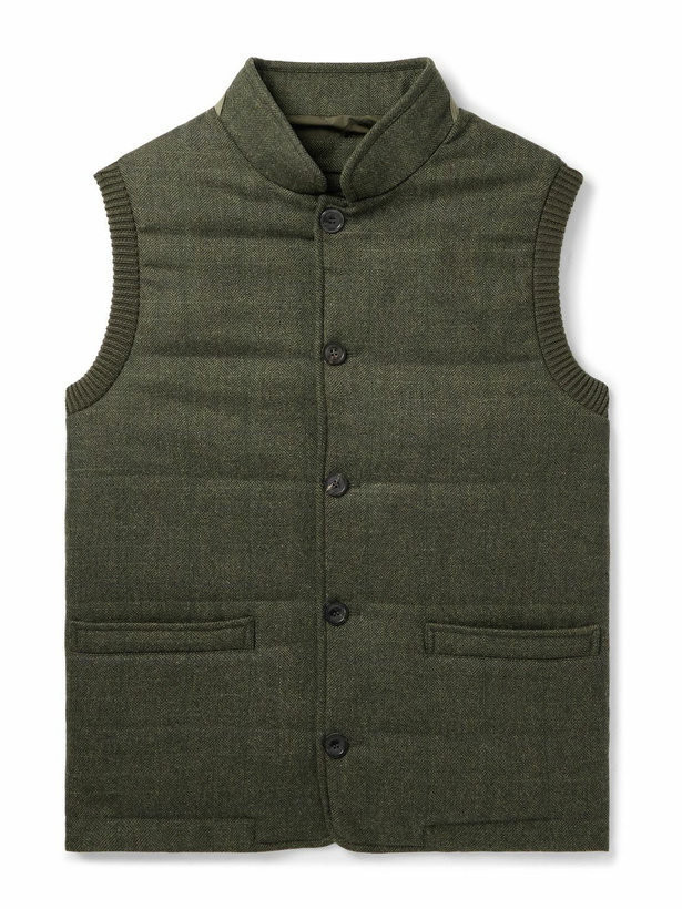Photo: Purdey - Padded Herringbone Wool-Blend Gilet - Green