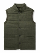 Purdey - Padded Herringbone Wool-Blend Gilet - Green