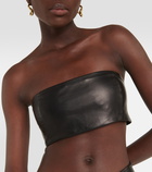 Mônot Leather bandeau crop top