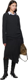 Acne Studios Gray Ribbed Crewneck Knit Sweater