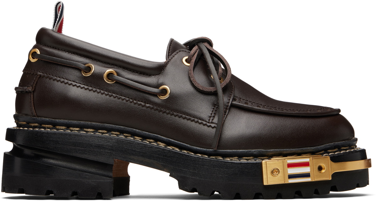 Thom Browne Brown Vitello Calf Hiking Leather Sole Boat Shoes