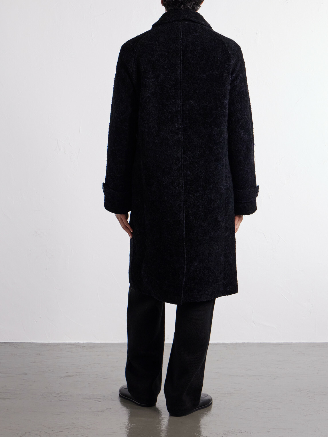 Blue Blue Japan - Balmacaan Flocked Wool-Blend Loop-Yarn Coat - Blue