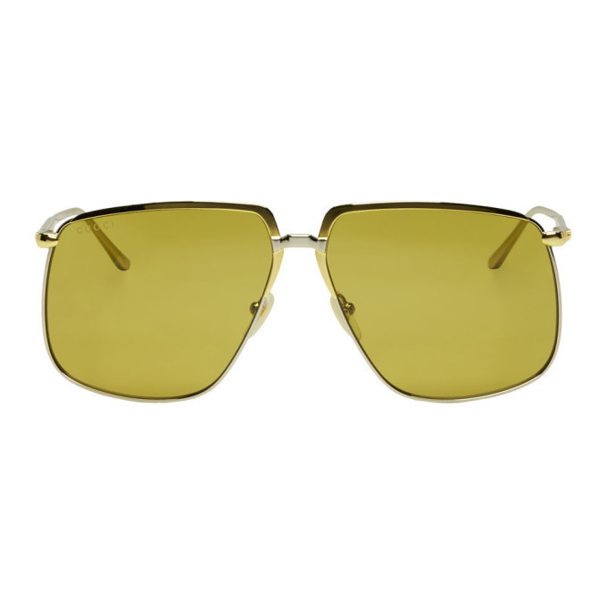Photo: Gucci Gold and Silver Oversized Square Sunglasses