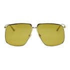 Gucci Gold and Silver Oversized Square Sunglasses