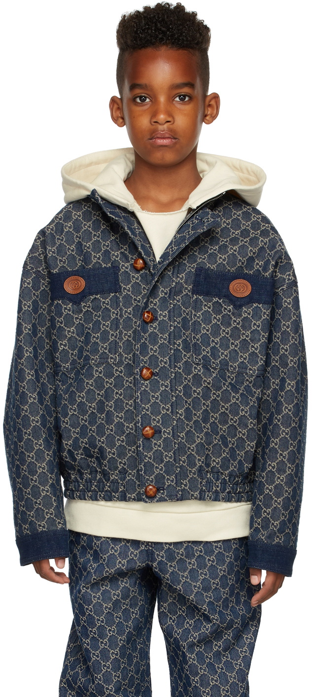 Blue GG-jacquard denim jacket, Gucci