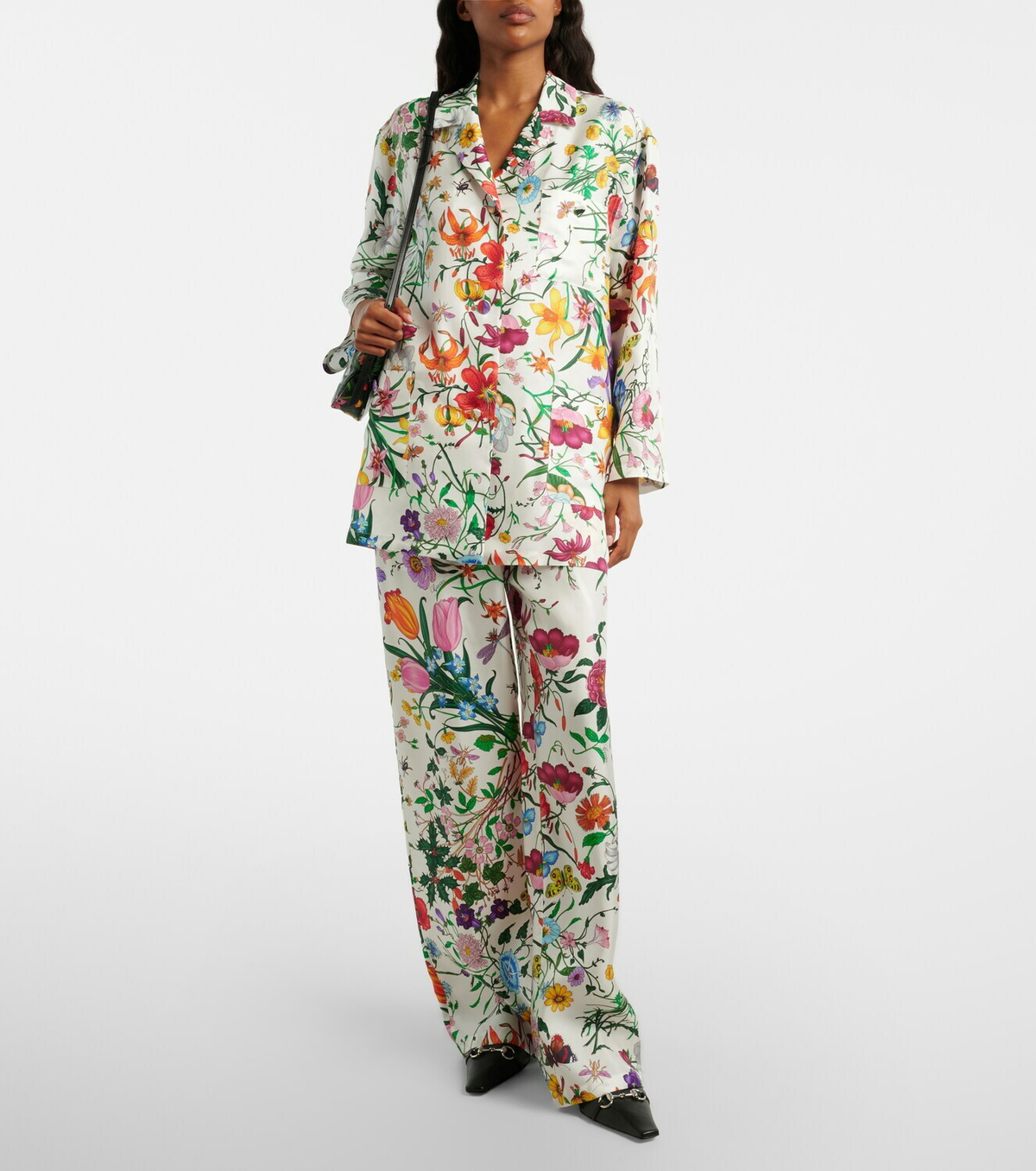 Gucci Gucci Flora silk twill palazzo pants