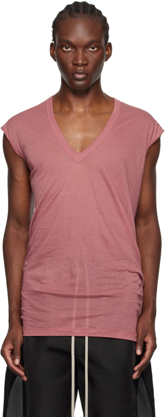 Rick Owens Pink Porterville Deep V T-Shirt Rick Owens