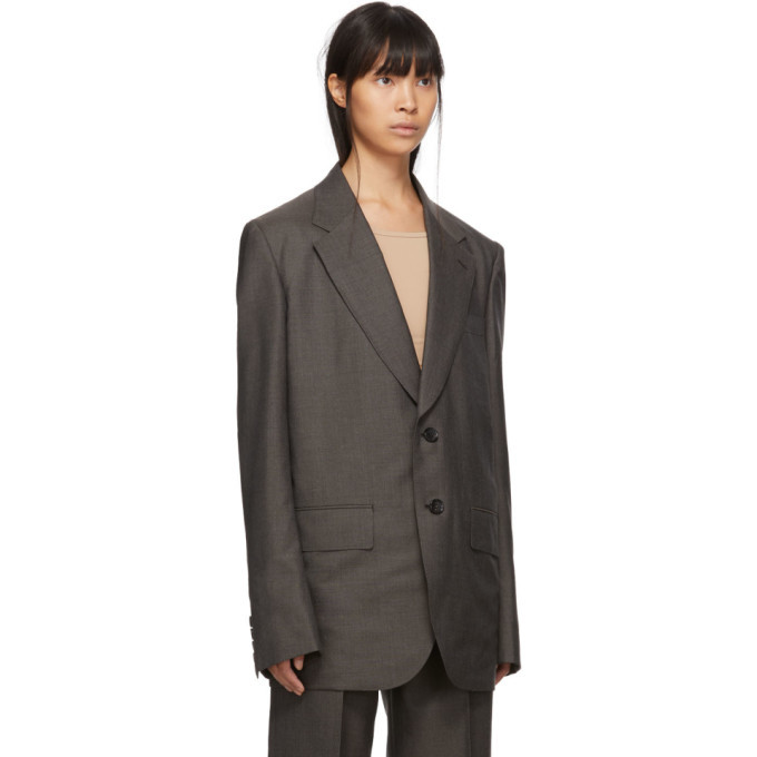 Junya Watanabe Grey Oversized Sharkskin Blazer