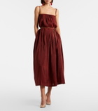 Saint Laurent Gathered taffeta midi dress