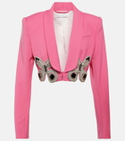 Area Embellished cropped wool blazer