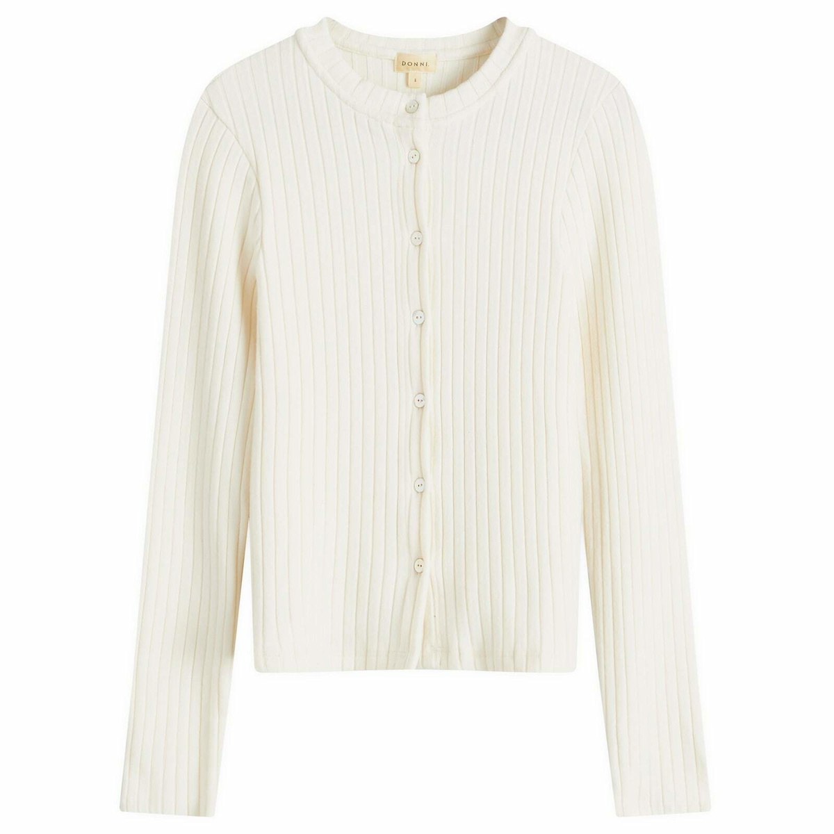 DONNI. Women's Sweater Rib Cardigan in Creme