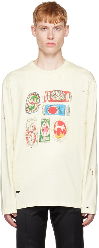Photo: Charles Jeffrey Loverboy Off-White Distressed Long Sleeve T-Shirt