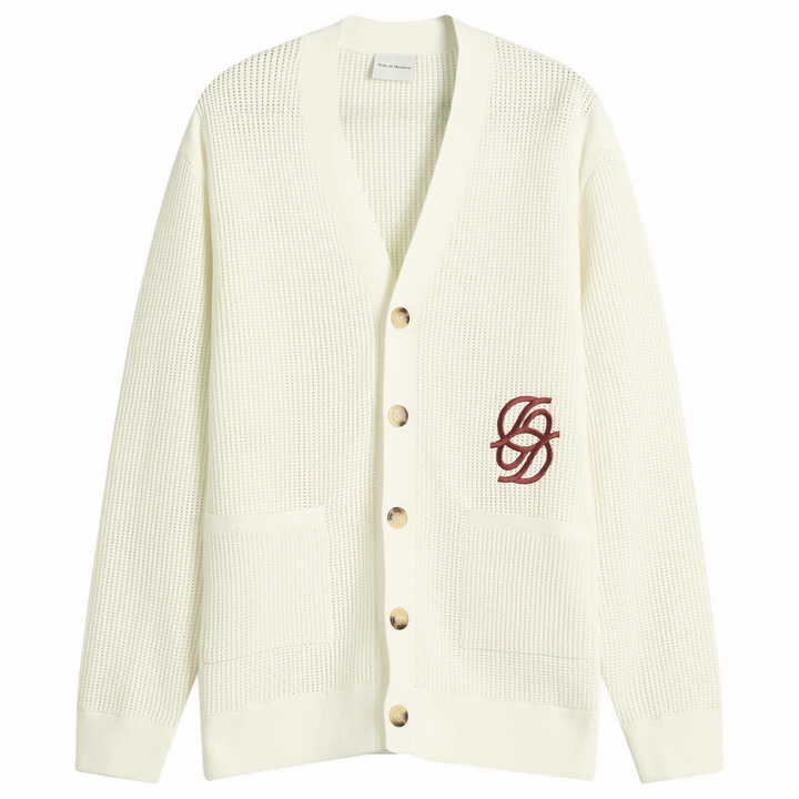 Photo: Drôle de Monsieur Men's Monogram College Cardigan in Cream