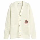 Drôle de Monsieur Men's Monogram College Cardigan in Cream