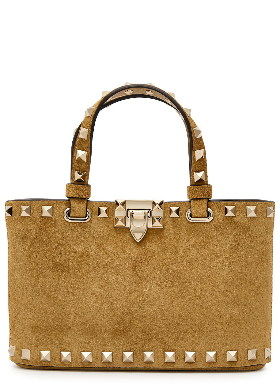Valentino Rockstud Mini Suede Tote bag - Beige - One Size
