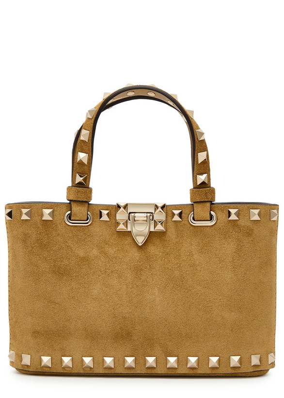 Photo: Valentino Rockstud Mini Suede Tote bag - Beige - One Size
