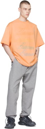 We11done Orange Hand-Bleached Cotton Logo T-Shirt