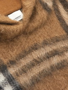 Burberry - Checked Brushed-Knit Hoodie - Brown