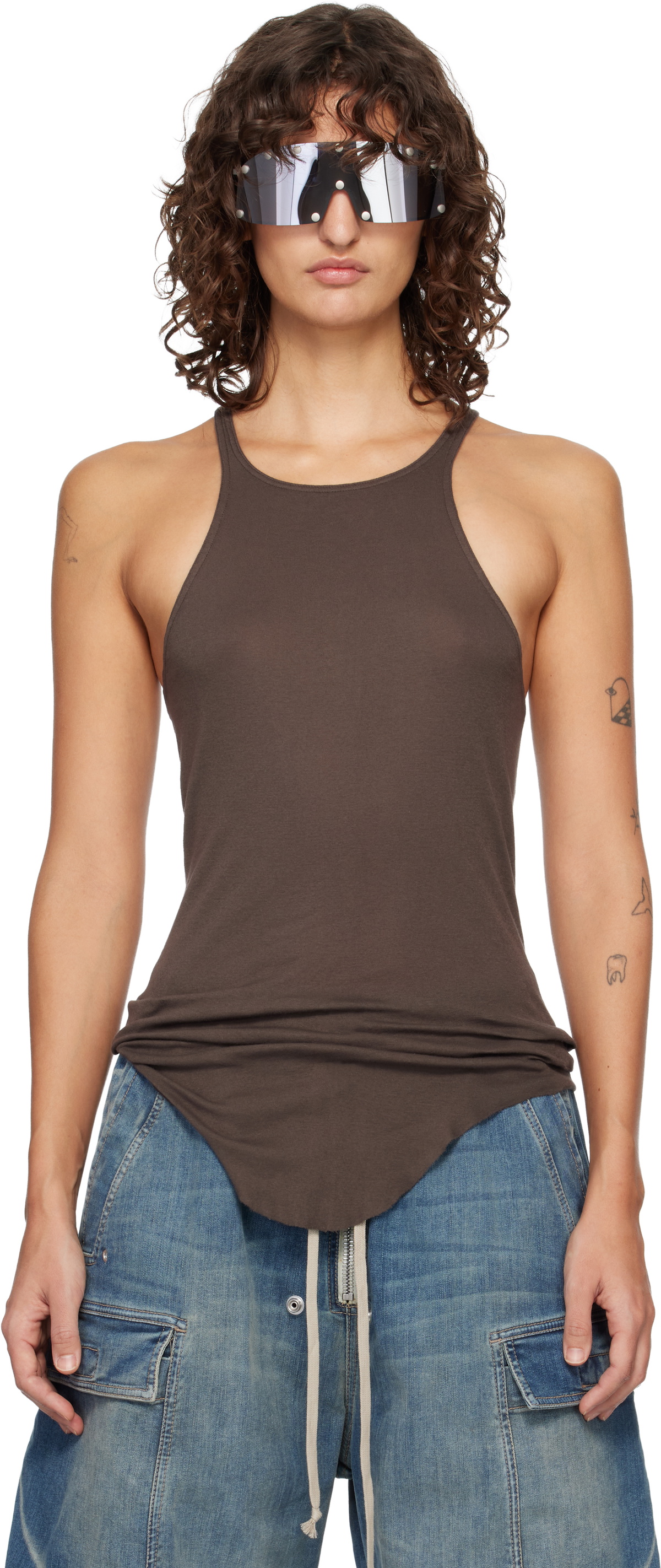 Rick Owens DRKSHDW Gray Temple Racer Back Tank Top
