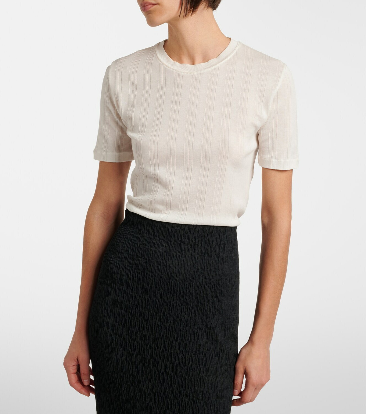 The Row Etina ribbed-knit cotton T-shirt