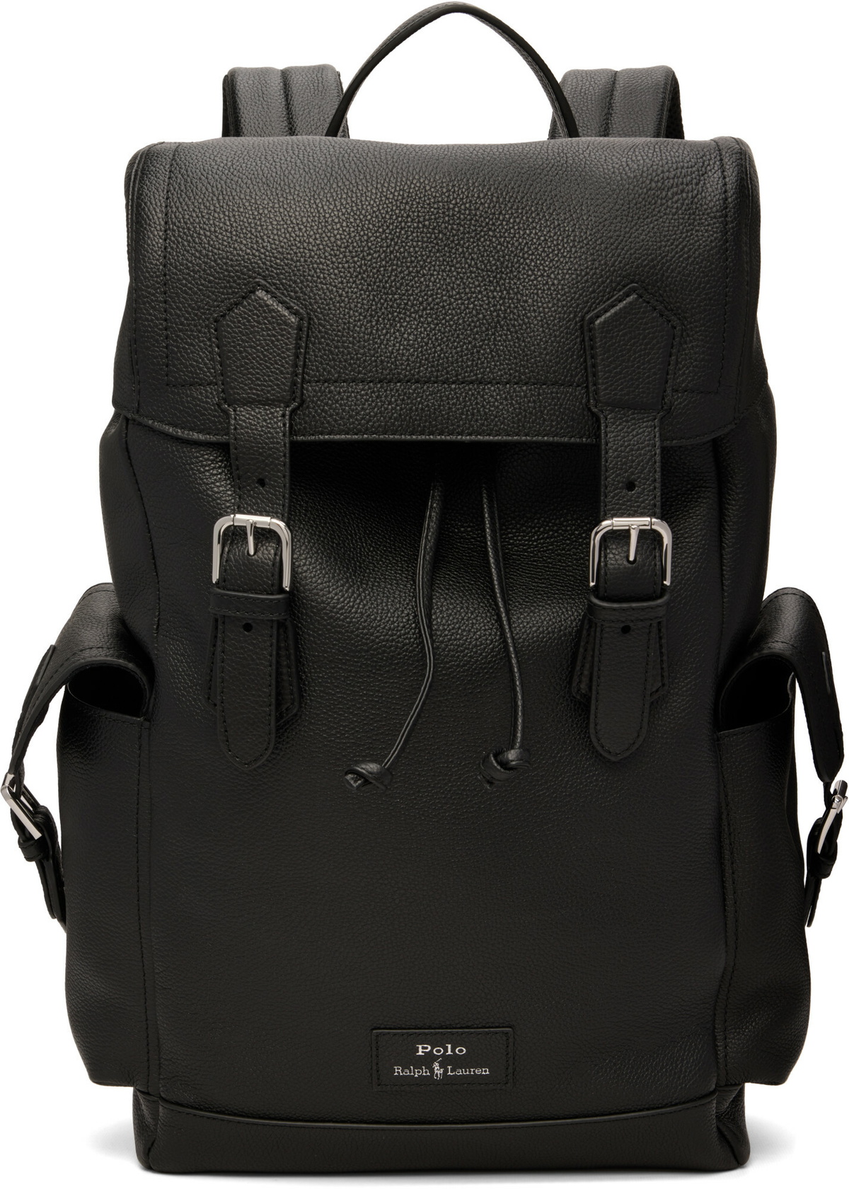 Polo Ralph Lauren Black Pebbled Leather Backpack