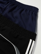 Balenciaga - Wide-Leg Layered Striped Tech-Jersey and Shell Track Pants - Blue
