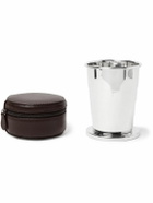 Lorenzi Milano - Silver-Tone Collapsible Cup with Cross-Grain Leather Case