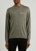 Emporio Armani Logo-embroidered Wool Jumper Green