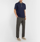 Brioni - Contrast-Tipped Mercerised Cotton-Piqué Polo Shirt - Navy