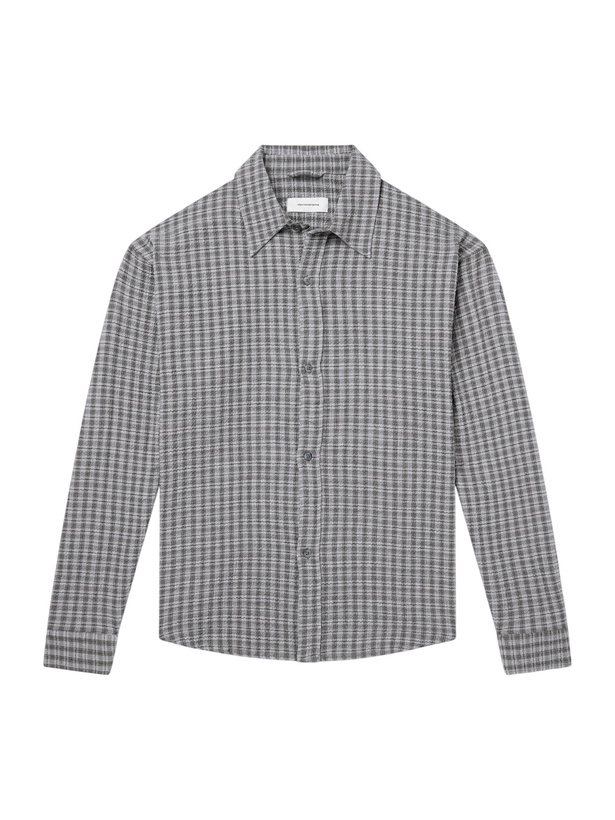 Photo: mfpen - Vacation Checked Cotton and Wool-Blend Seersucker Shirt - Gray