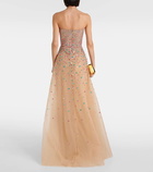 Elie Saab Embellished sheer tulle corset dress