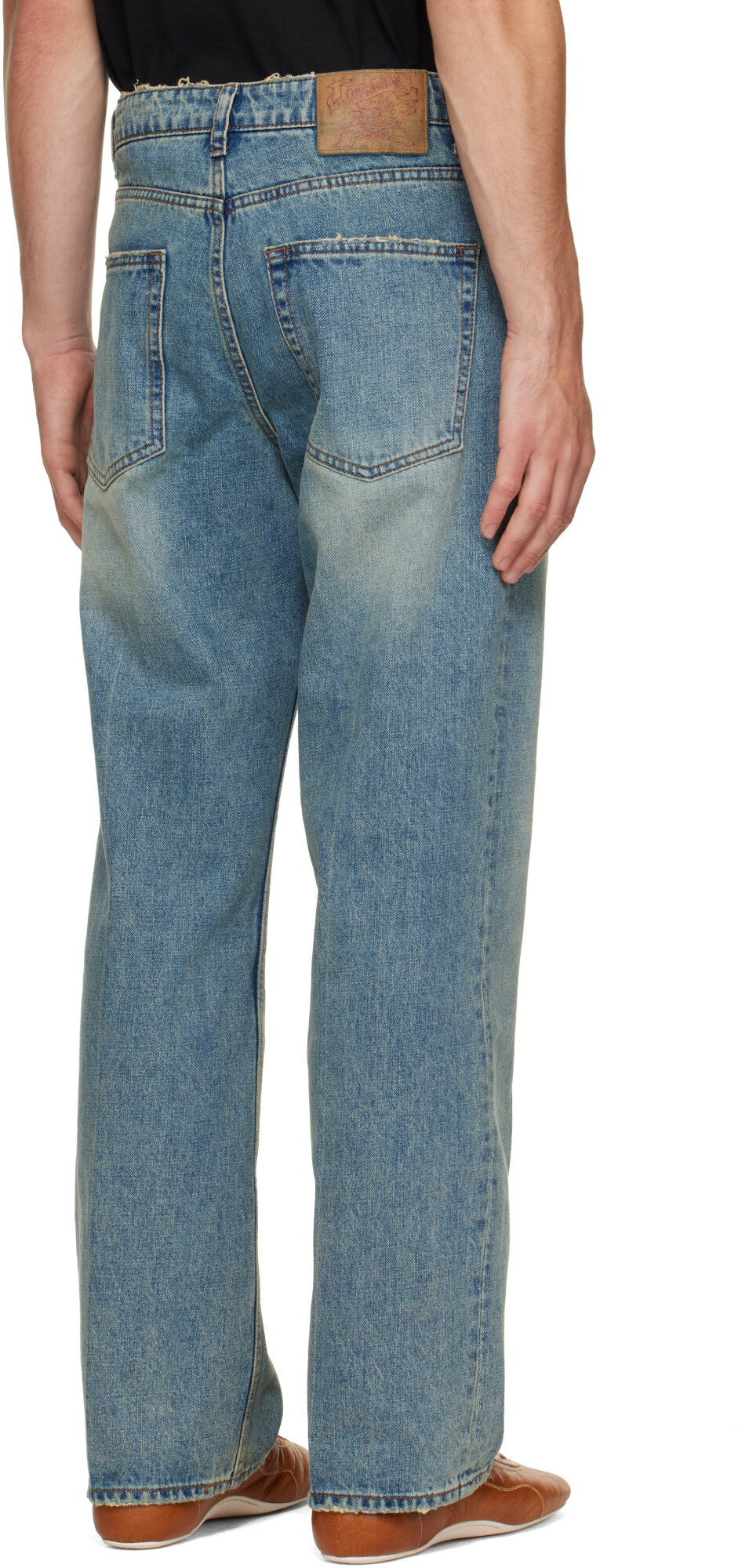 COOR Blue Straight Leg Pressed Denim Jeans