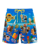 MC2 Saint Barth Man Mid-length Gustavia Swim-shorts With Ice Creams Placed Print