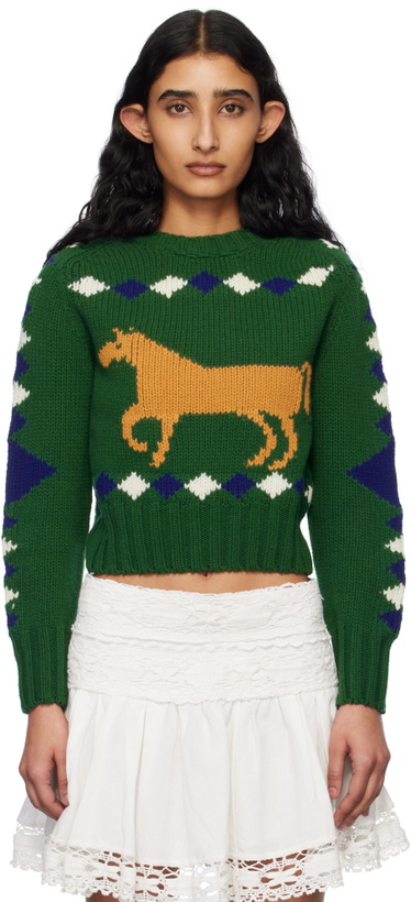 Photo: Bode Green Diamond Corral Sweater