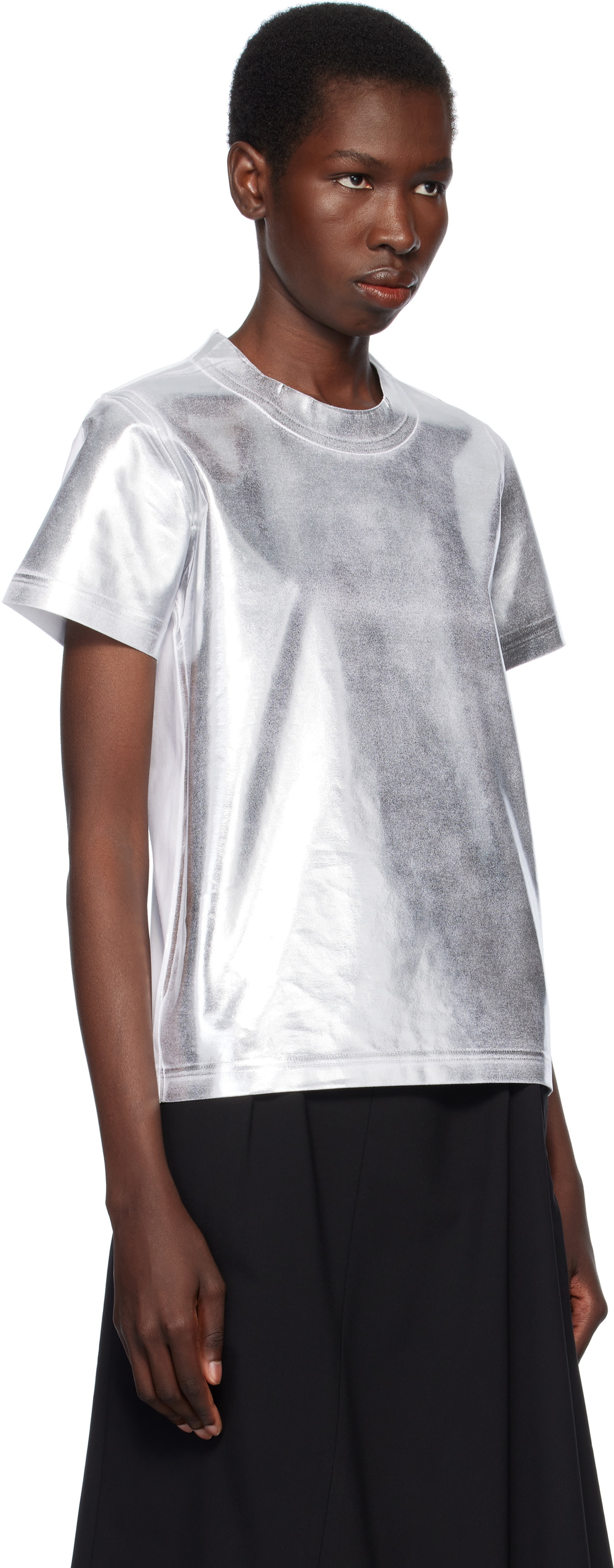 Junya Watanabe Silver & White Cotton Hyper Density Jersey T-shirt